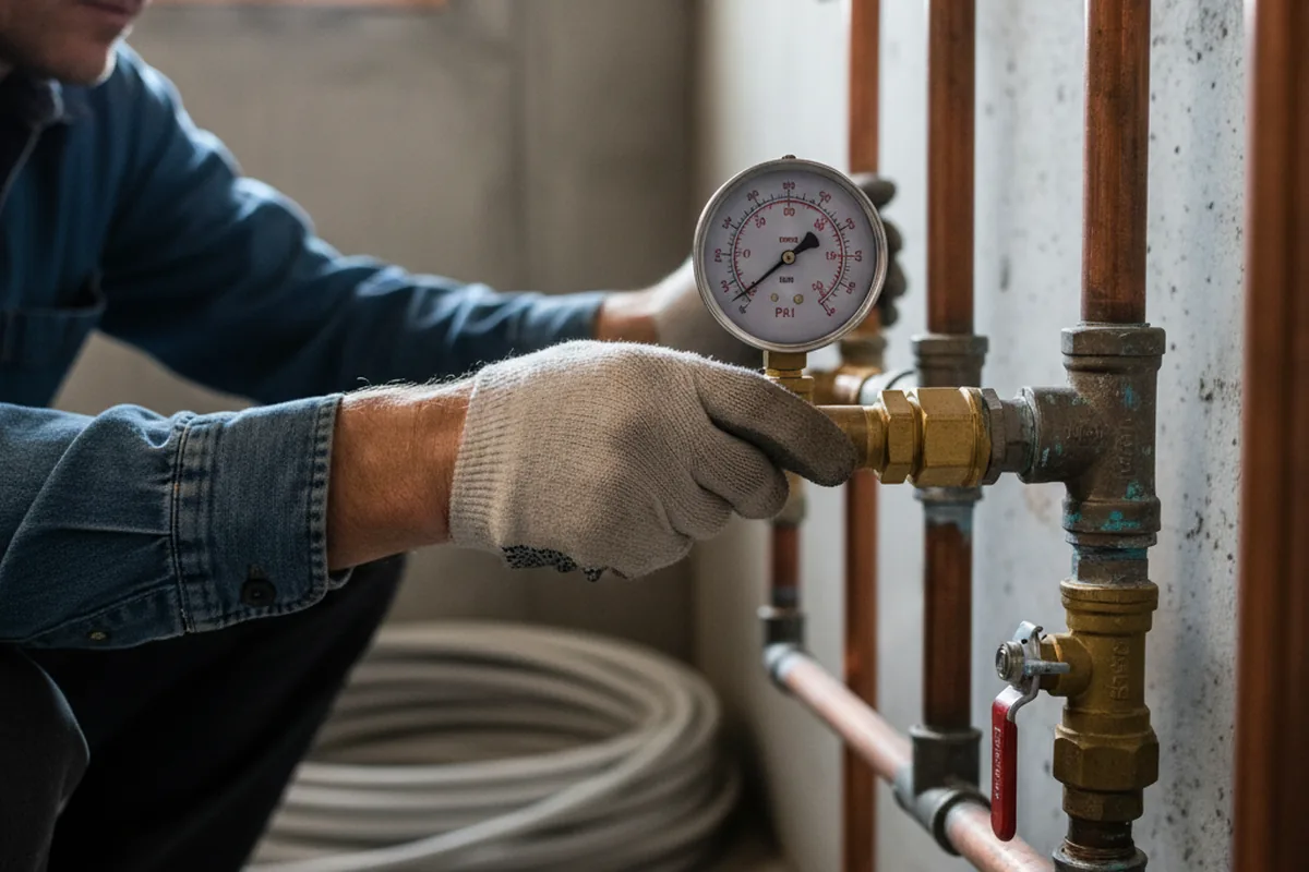 Pressure testing a repaired line during Water Line Repair in Braggs